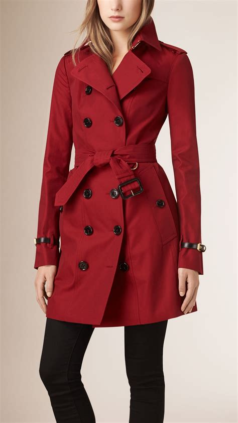 burberry leather trip cotton garbadine coat red|burberry cotton trench jacket.